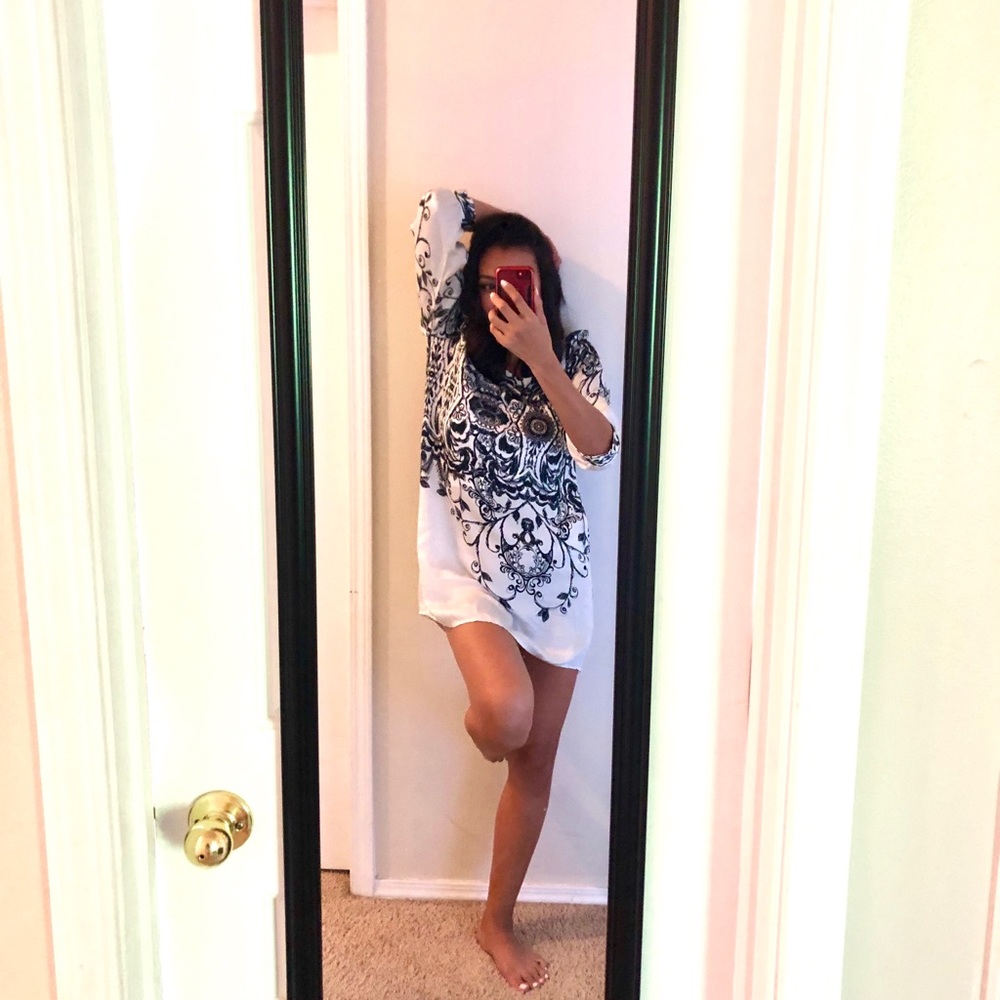 Spring Printed Floral silk Dress - Picture 5 of 7